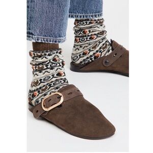 Rag and Bone Ansley Sherling Slide- Dark Truffle Suede